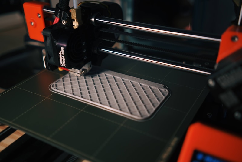 Close-up of 3D printer heated bed surface
