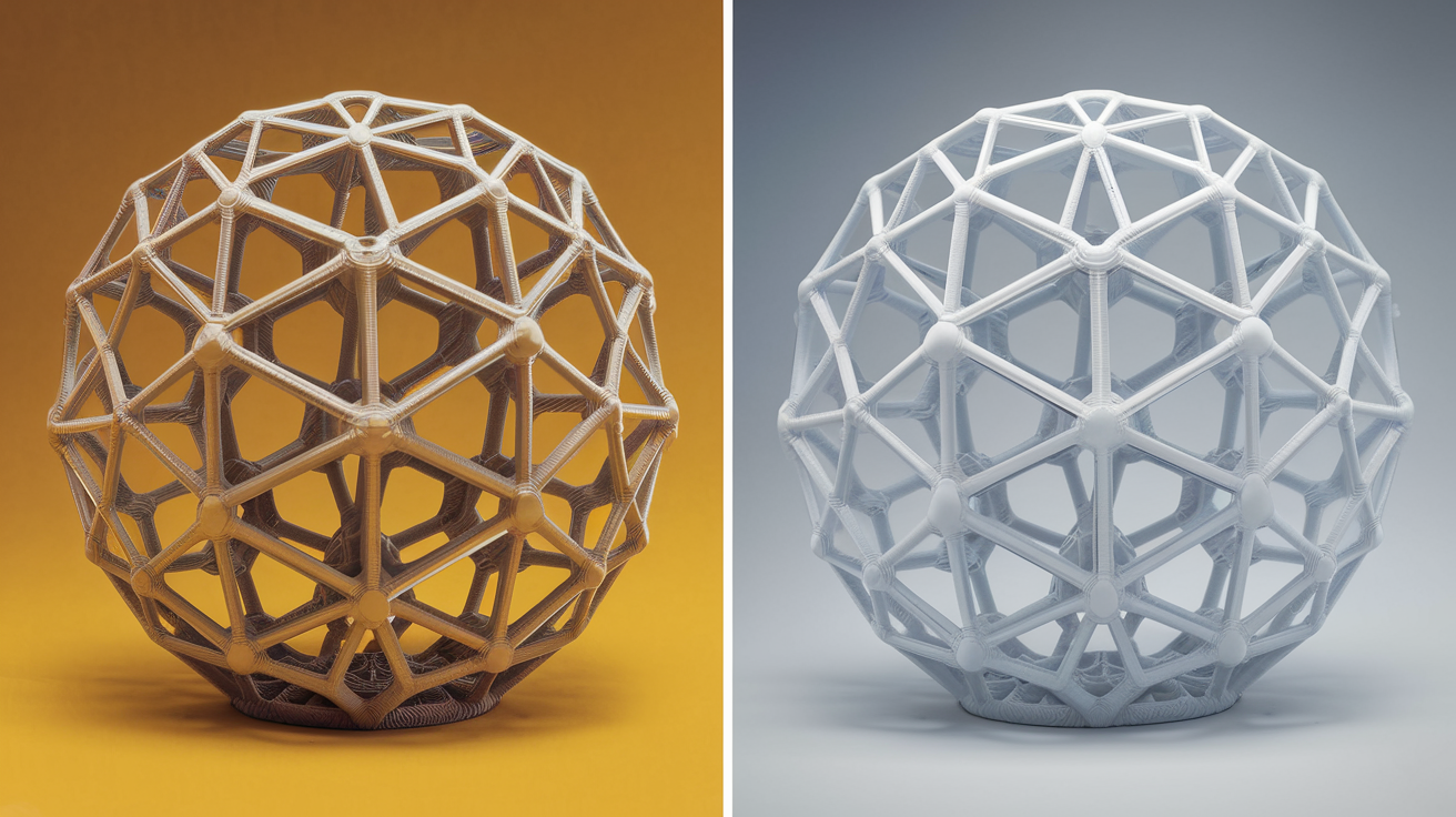 Before and after fixing 3D printer stringing