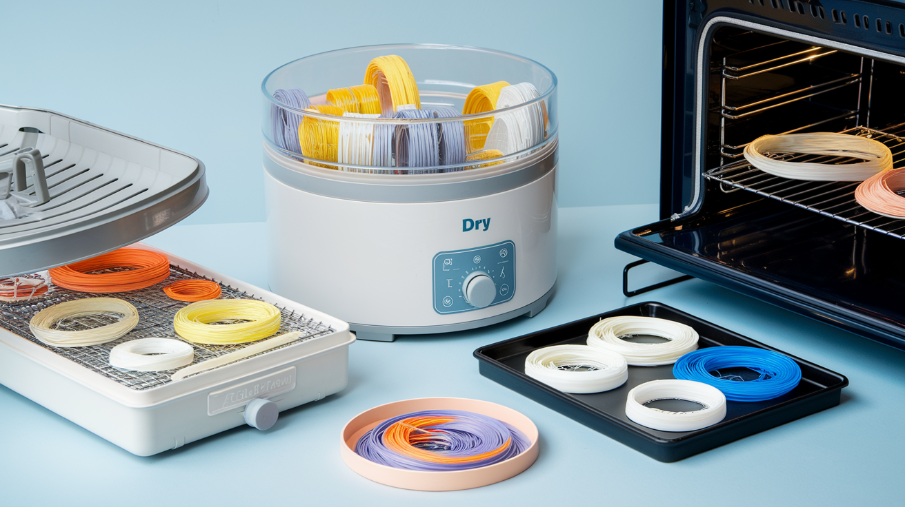 Different methods for drying 3D printing filament