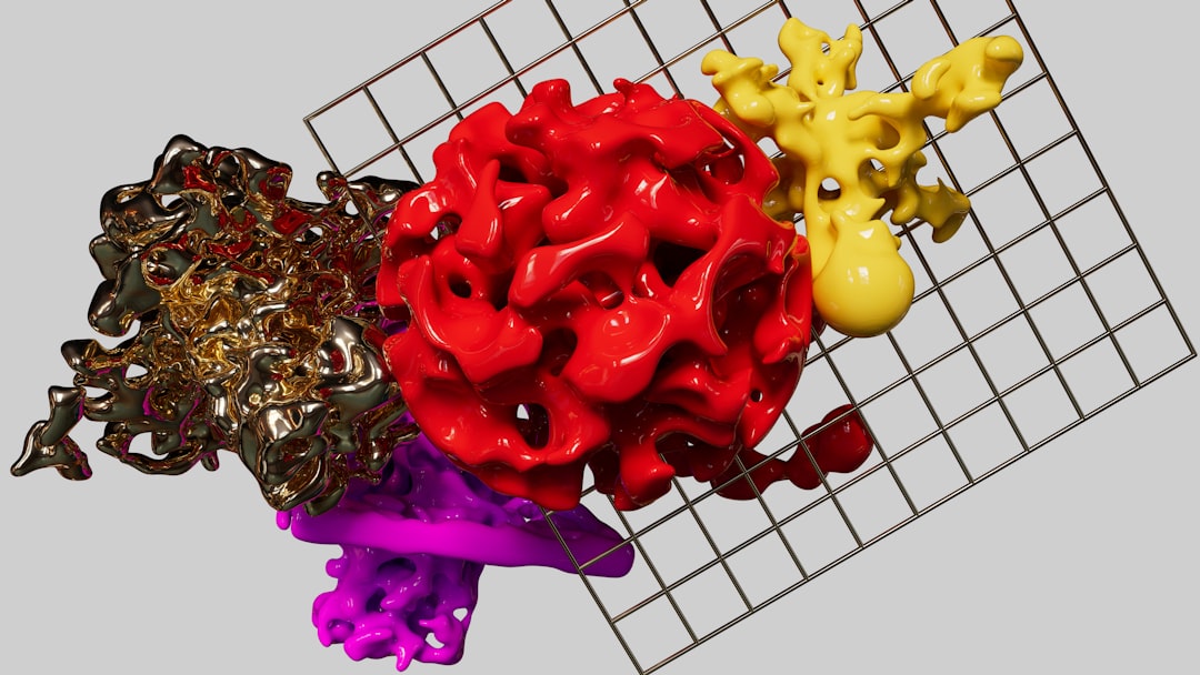Colorful 3D printed objects and models display