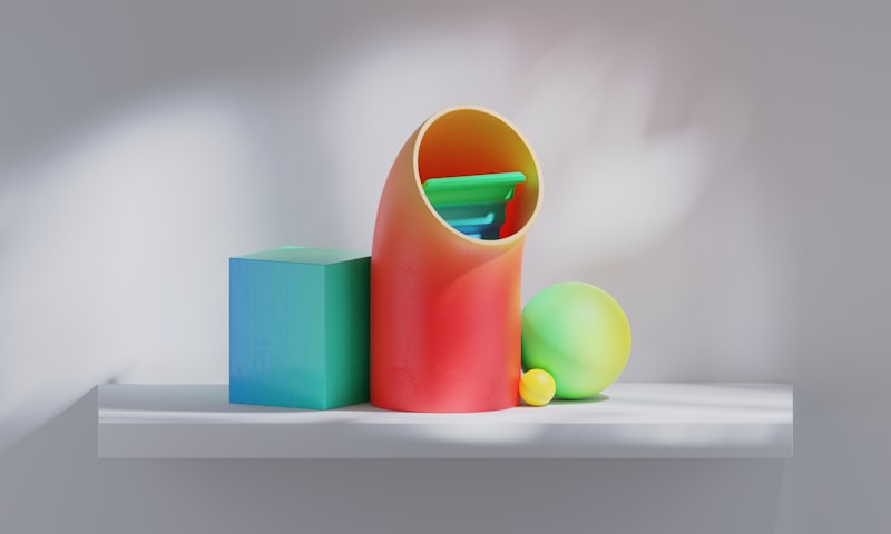 Colorful 3D printed objects showing multicolor capabilities