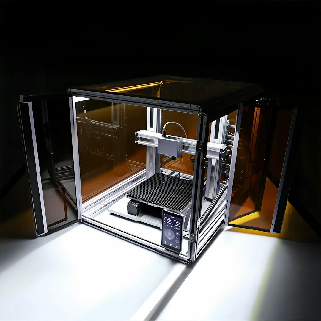 Heated 3D printer bed close-up showing the build surface where proper leveling and temperature are critical for preventing asymmetric warping