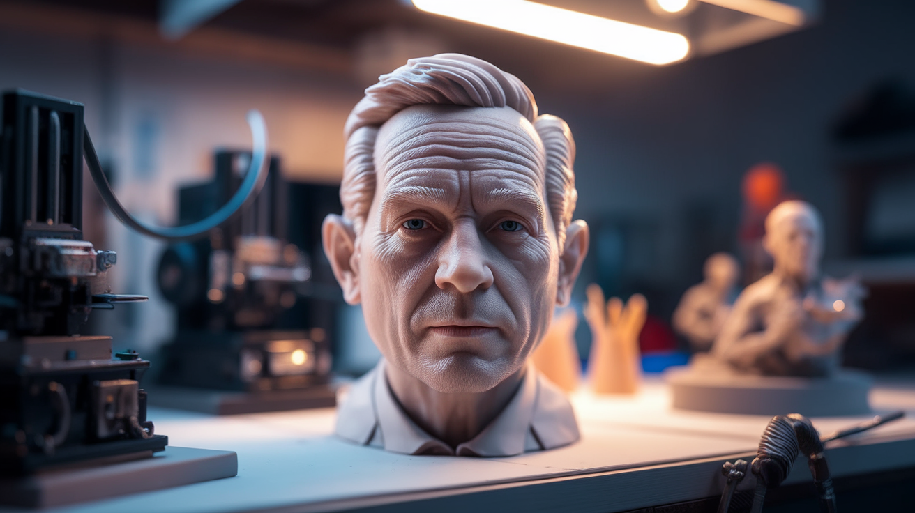 optimal 3d print density for fine-featured faces miniatures - finished print closeup