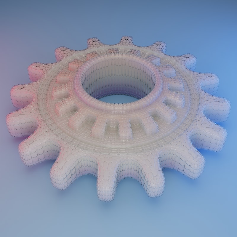 3D modeled gear wheel showing detailed tooth geometry