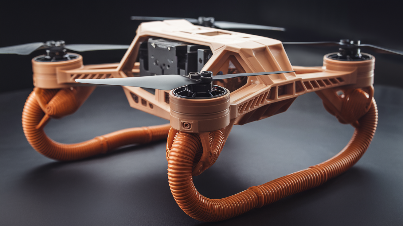 3d printed drone frame TPU flexible damping landing gear - hardware detail