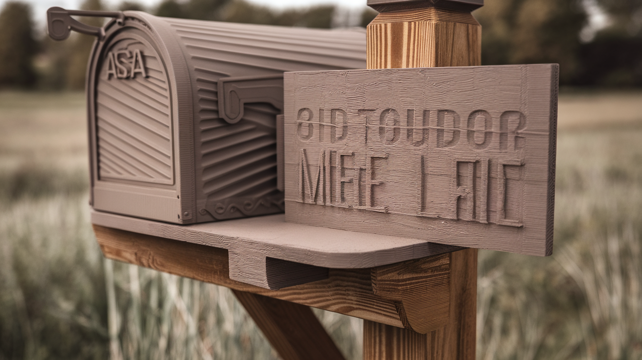 asa filament outdoor mailbox sign uv weather two year aging field test - hardware detail
