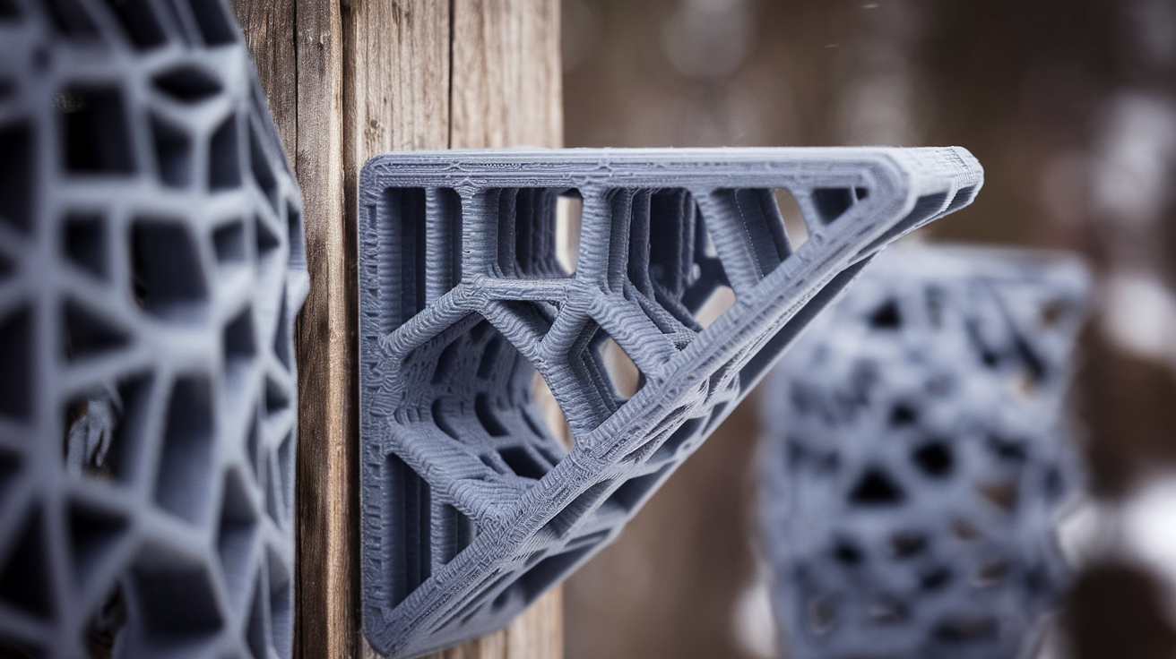 high temperature filament outdoor brackets freeze thaw winter - finished print closeup